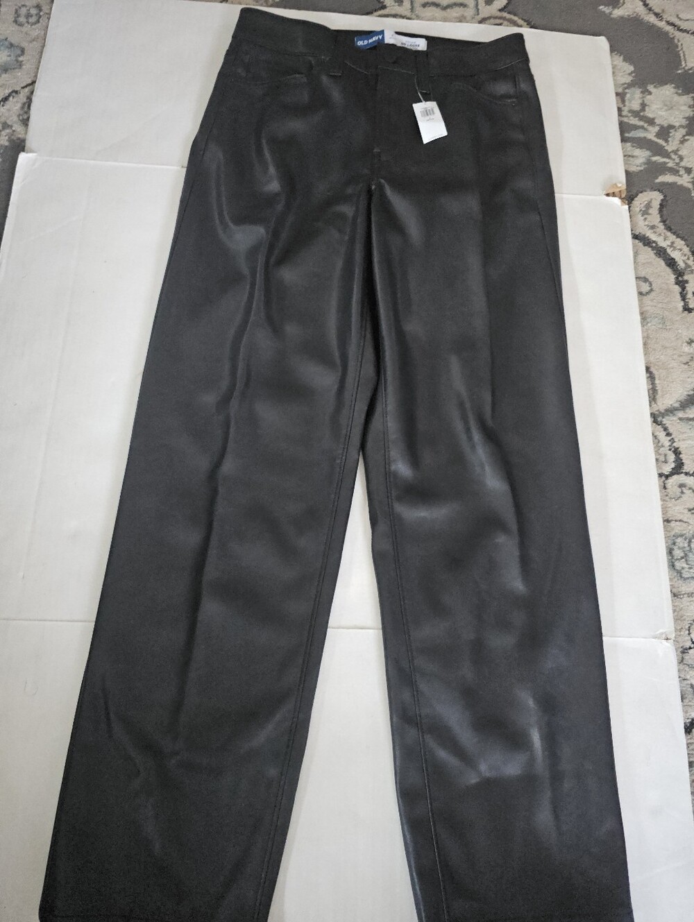 Womens Old Navy Black Faux Leather pants Size 4 OG High-Rise Loose NwT